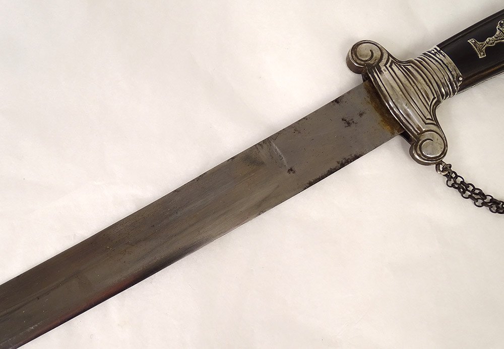 Ebony Hunting Dagger Sterling Silver Musical Instruments Cut Late 18th Century-photo-2