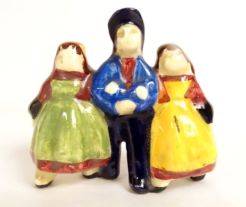 Trio Earthenware Characters Henriot Quimper I Sévellec Breton Wedding 20th