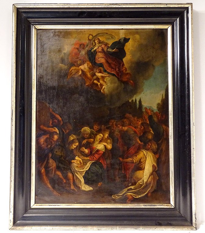 HSC Tableau école Flamande Assomption Vierge Marie Apôtres Anges XVIIème