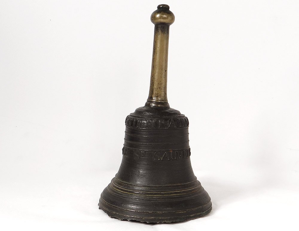 Bronze Mass Bell Brass Brotherhood Of Saint-sauveur Brittany Hermine 1788-photo-1