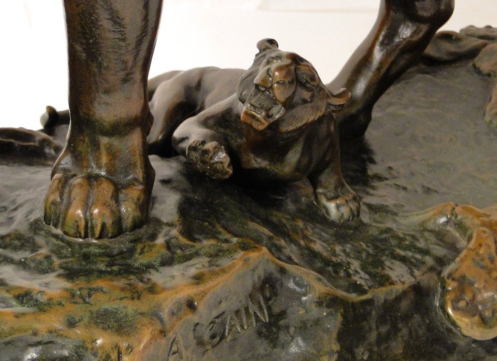 Auguste Cain Bronze Sculpture Lioness And Cubs Susse Frères Paris 19th-photo-1