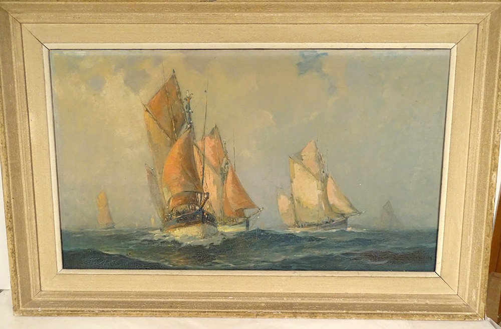 HST Tableau Marine Robert Laroche Départ Thoniers Concarneau Bretagne XXè