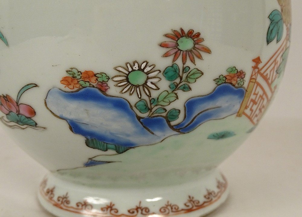 Verseuse Couverte Porcelaine Chine Compagnie Indes Famille Verte Kangxi 18è-photo-4