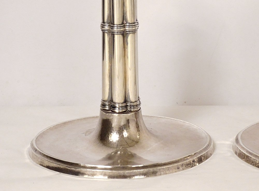 Pair Of Candlesticks At La Financière Silver Swiss Goldsmith Bossard 1541gr 19th-photo-3