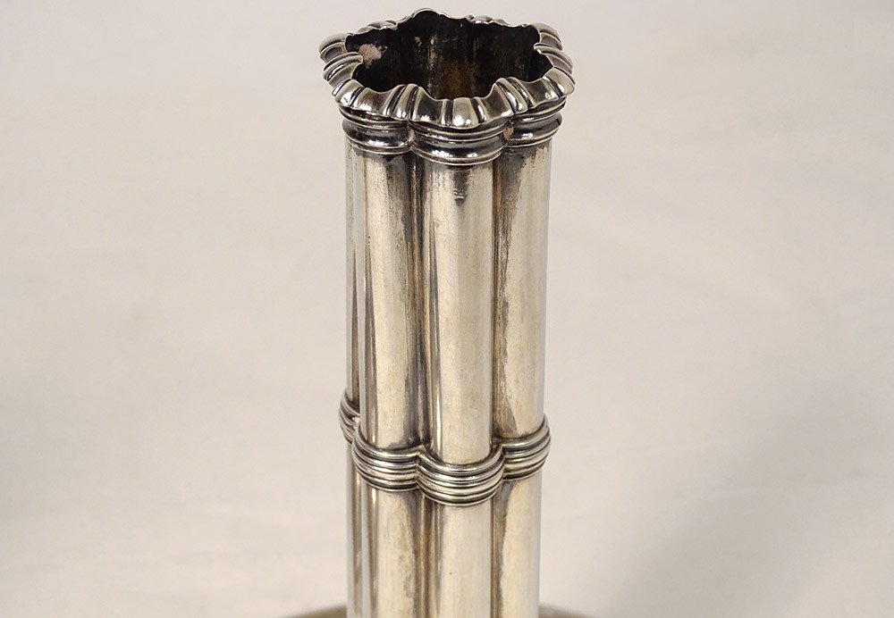 Pair Of Candlesticks At La Financière Silver Swiss Goldsmith Bossard 1541gr 19th-photo-4