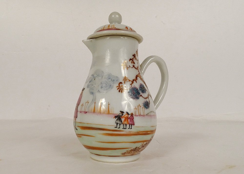 Porcelain Milk Jug Compagnie Indes European Decor Port Characters 18th-photo-3