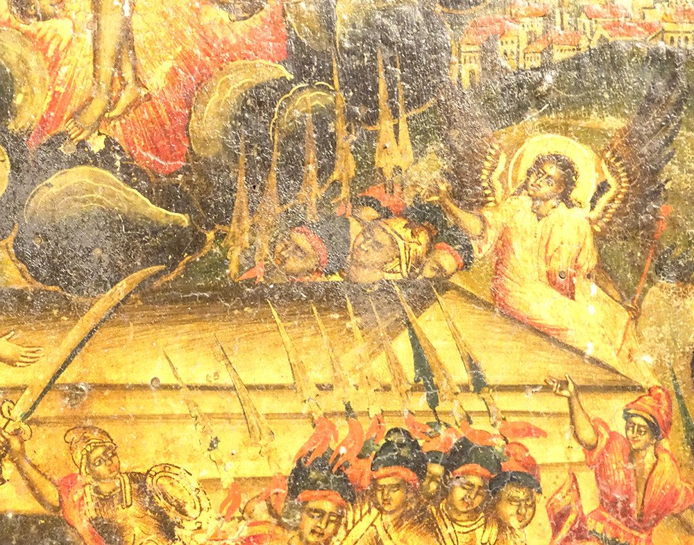 Icône Grecque Byzantine Résurrection Christ Anastasis Soldats Anges XVIIème-photo-6