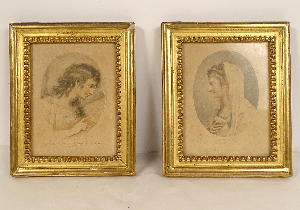 Pair Of Small Louis XVI Baguette Frames In Golden Wood, 19th Century-photo-2