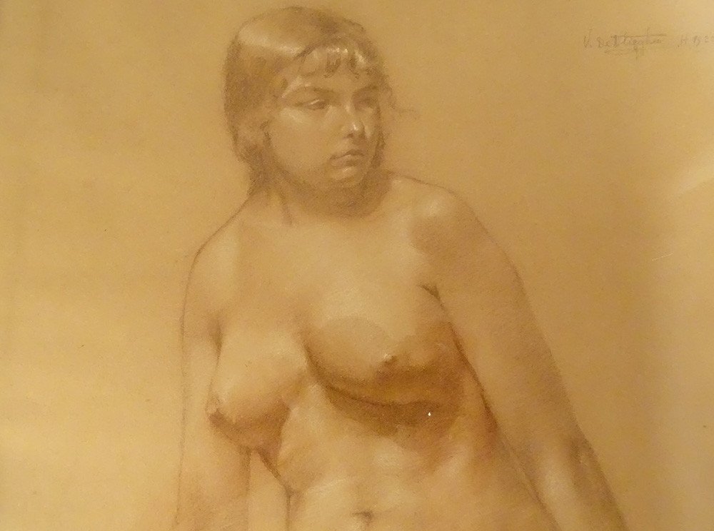 Grand Dessin Fusain Portrait étude Femme Nue Modèle De Vliegher 1925 XXème-photo-4