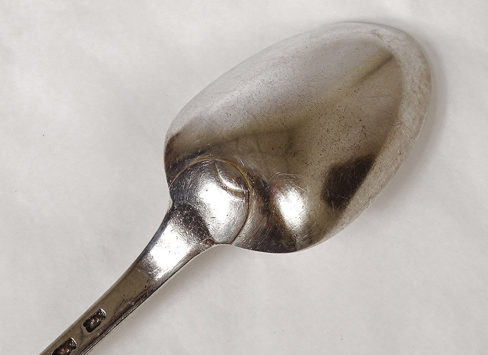 Silver Stewing Spoon Farmers General Morlaix Paul Le Goff 132gr 18th-photo-4