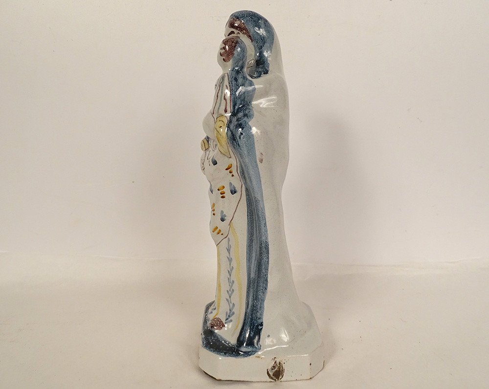 Statuette Virgin Mary Earthenware Rennes Child Jesus Avm Avé Maria 19th-photo-2