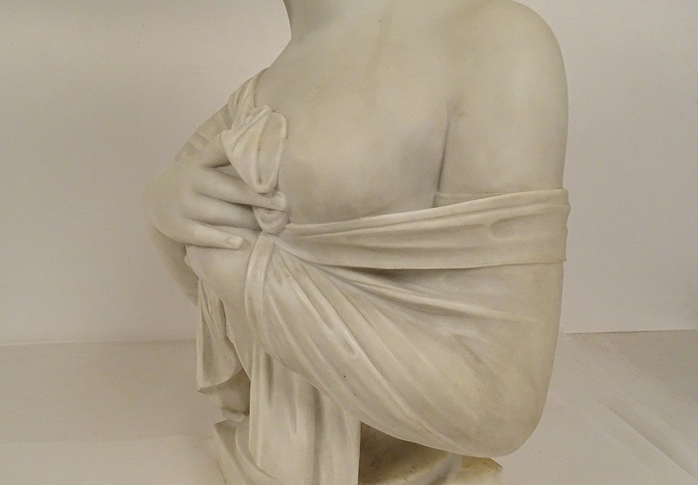 Carrara Marble Bust Sculpture Mme Récamier From Apr. Joseph Chinard 19th Century-photo-5