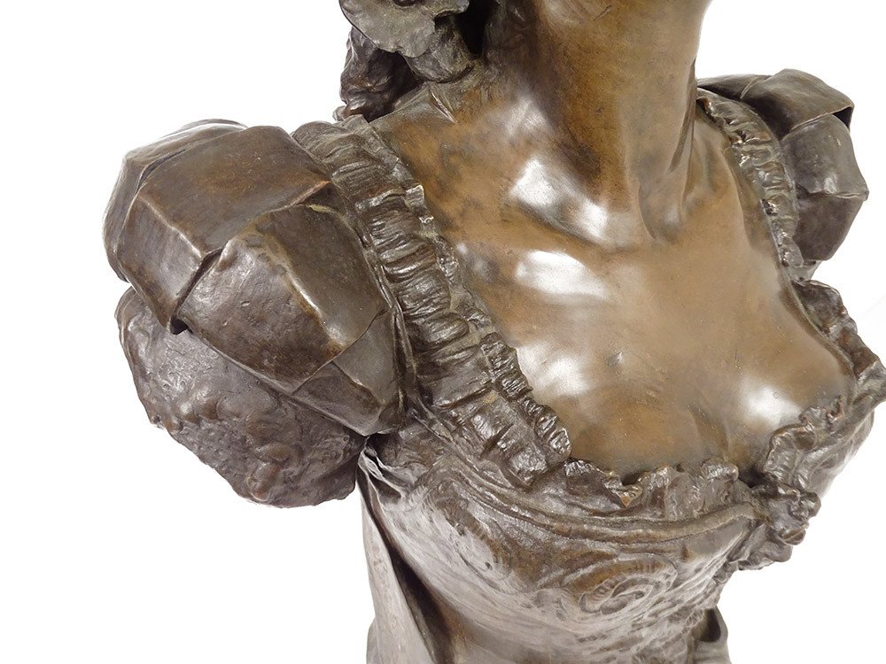 Bronze Sculpture Georges Van Der Straeten Bust Of A Woman Belle Epoque Paris 19th Century-photo-5