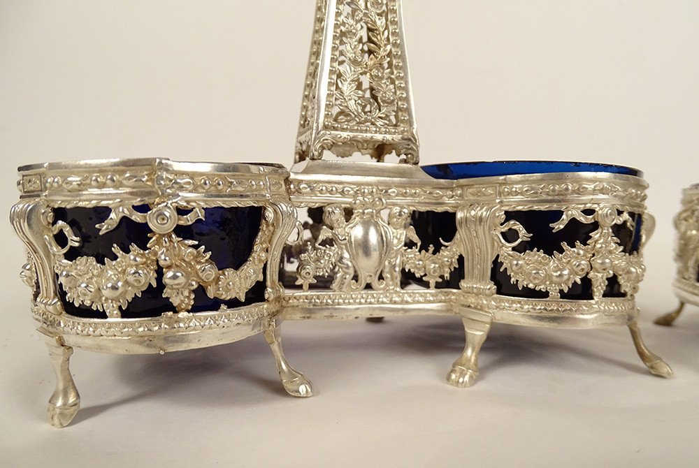 Pair Of Louis XVI Silver Double Salt Cellars Farmers General Paris 1782 18th Century-photo-3