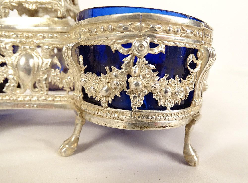 Pair Of Louis XVI Silver Double Salt Cellars Farmers General Paris 1782 18th Century-photo-4