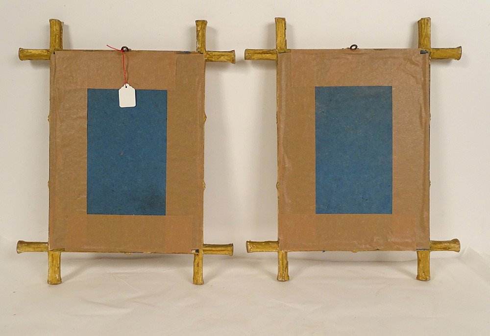 Pair Of Chinese Rice Paper Paintings Mandarin Characters Canton School 19th Century-photo-7