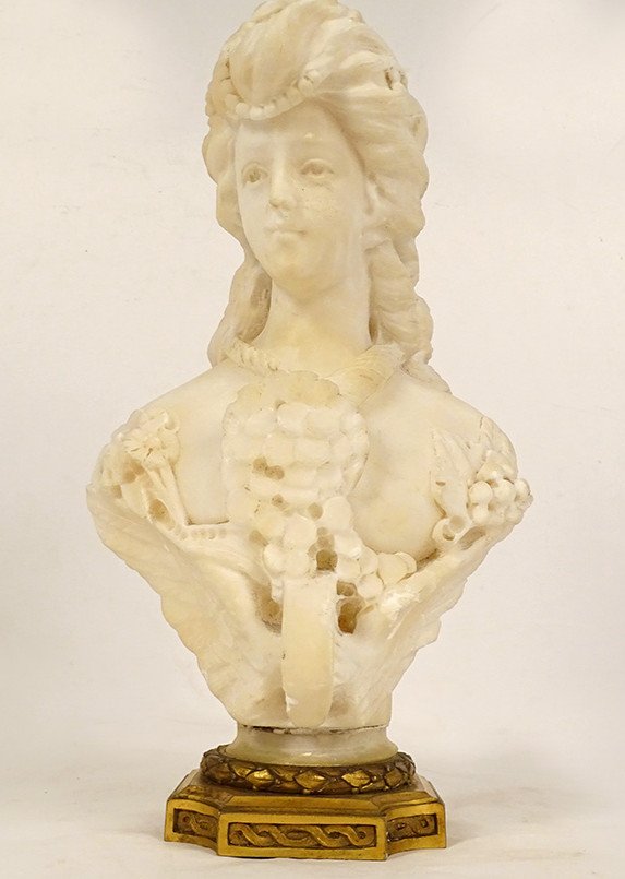 Sculpture Buste Albâtre Cipriani Jeune Femme élégante Art Nouveau XIXème