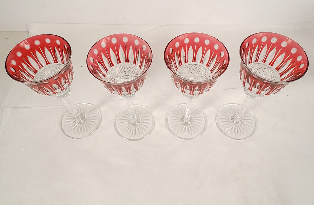 4 Verres à Vin Rhin Roemers Cristal Saint-louis Couleur Modèle Tommy XXème-photo-2