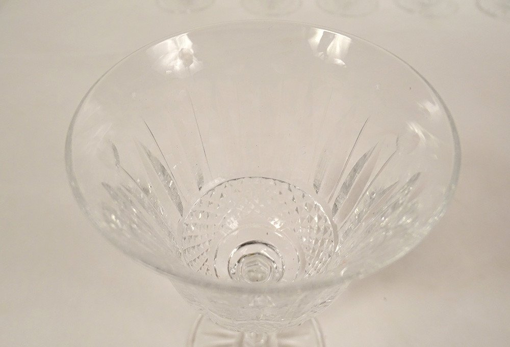 6 Verres à Vin Blanc Apéritif Cristal Taillé Saint-louis Modèle Tommy XXème-photo-2