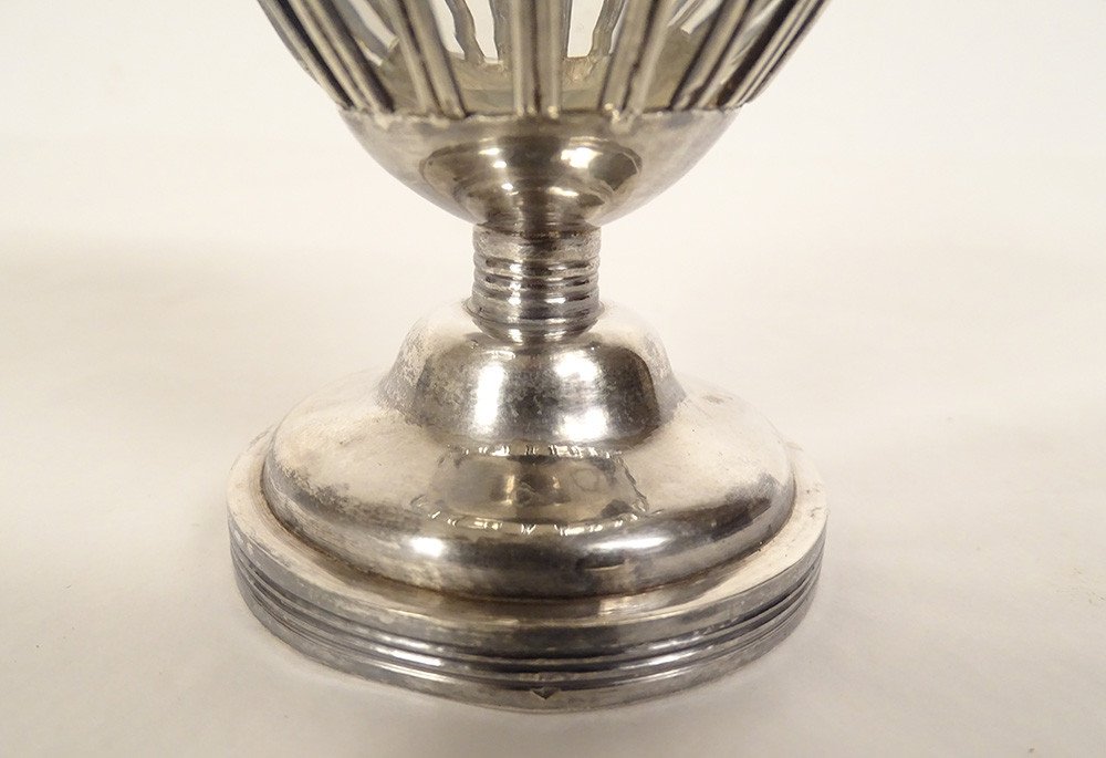 Mustard Pot 4 Salt Cellars Piedouche Solid Silver Old Man Restoration 19th Century-photo-4