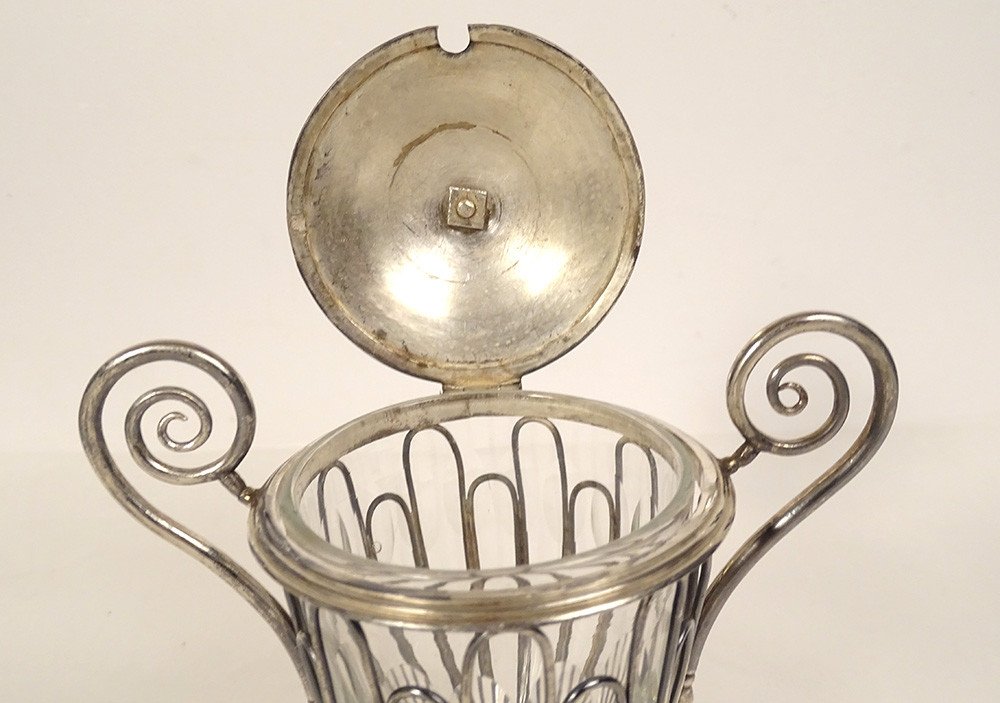 Mustard Pot 4 Salt Cellars Piedouche Solid Silver Old Man Restoration 19th Century-photo-1