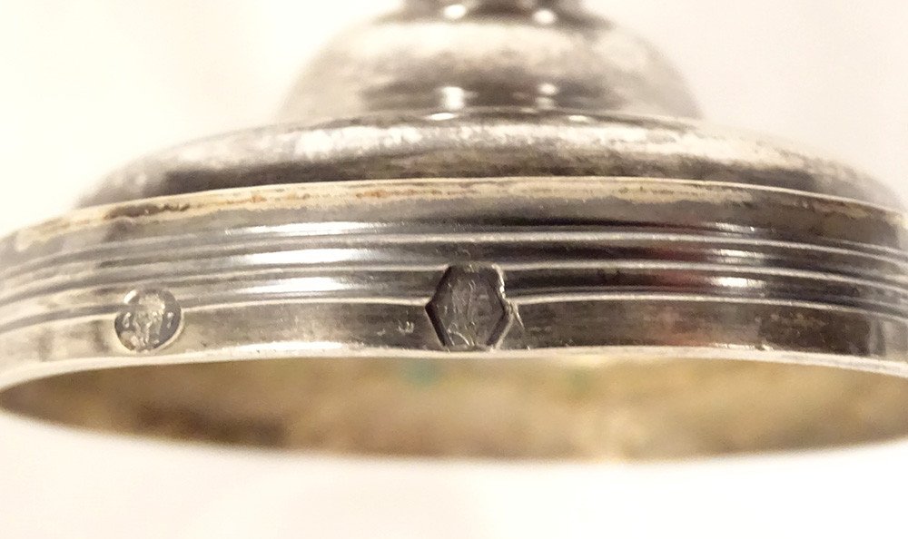 Mustard Pot 4 Salt Cellars Piedouche Solid Silver Old Man Restoration 19th Century-photo-2