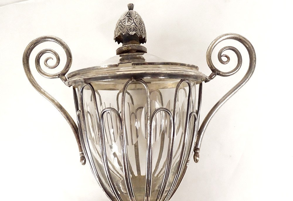 Mustard Pot 4 Salt Cellars Piedouche Solid Silver Old Man Restoration 19th Century-photo-4