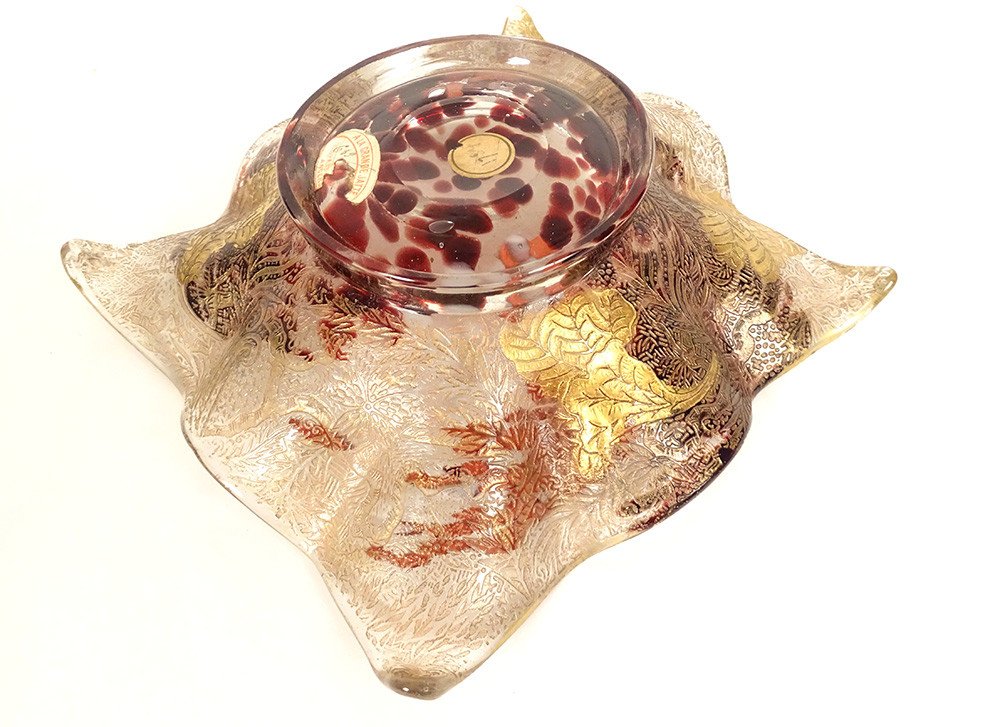 Ernest Léveillé Decorative Cup Blown Glass Gold Leaf Inclusions 19th Century-photo-4