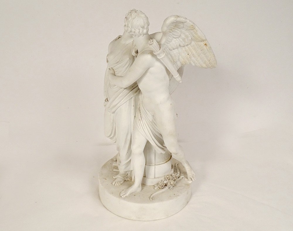 Sculpture Biscuit Manufacture Nast Baiser Psyché Amour Cupidon XIXè Siècle-photo-4