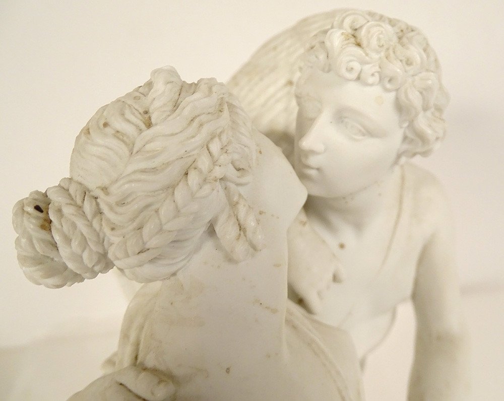 Sculpture Biscuit Manufacture Nast Baiser Psyché Amour Cupidon XIXè Siècle-photo-7