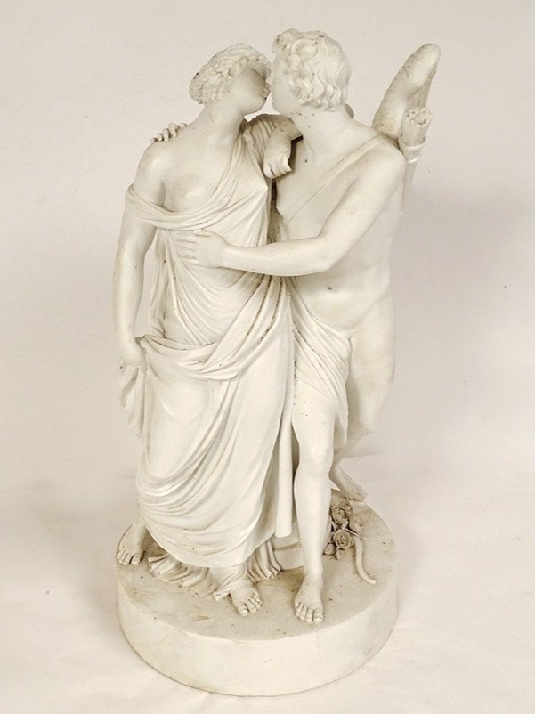 Sculpture Biscuit Manufacture Nast Baiser Psyché Amour Cupidon XIXè Siècle