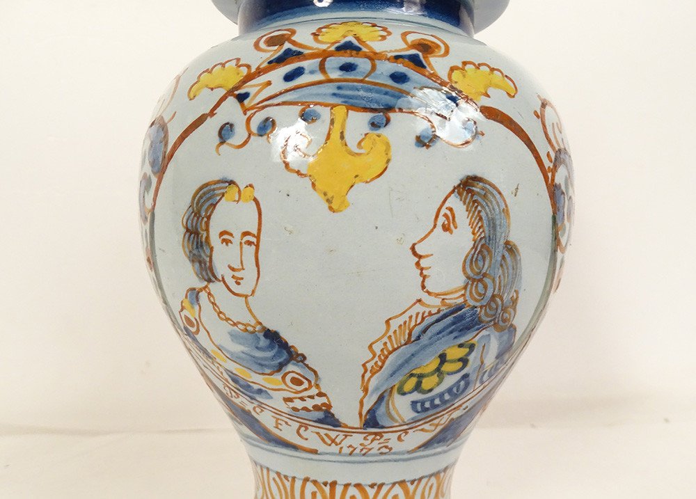 Covered Pot Delft Earthenware Portrait William Orange Princess Bird 1773-photo-2