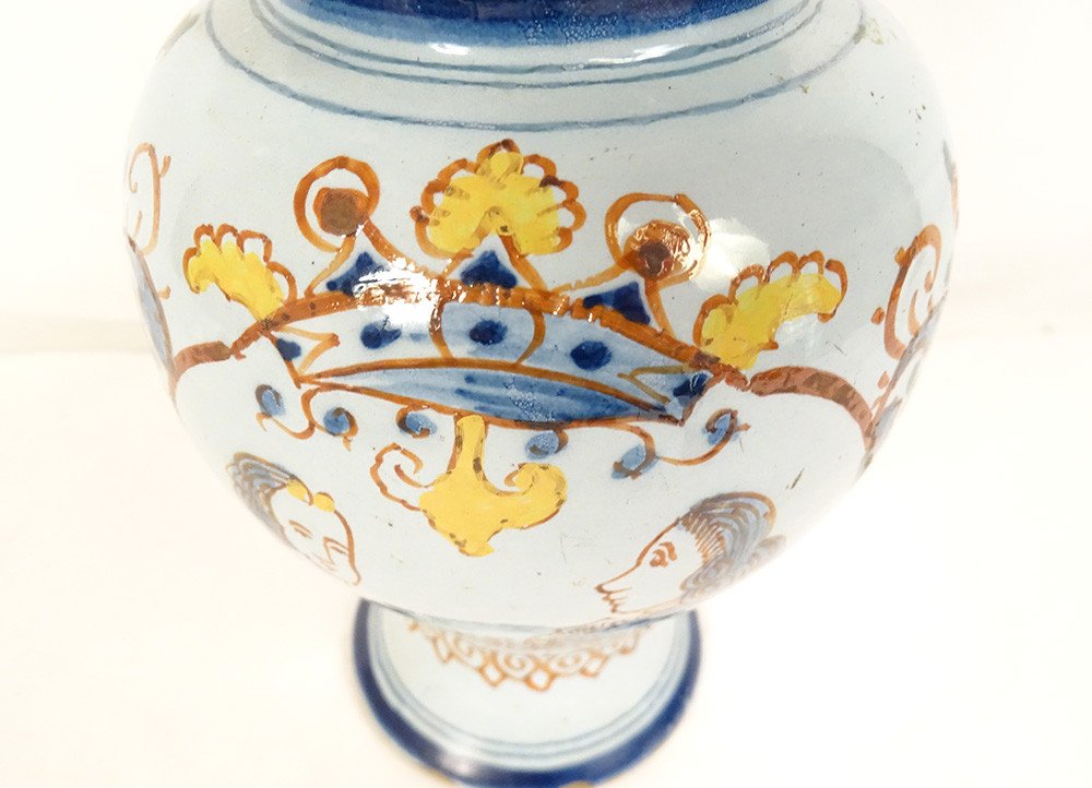 Covered Pot Delft Earthenware Portrait William Orange Princess Bird 1773-photo-3