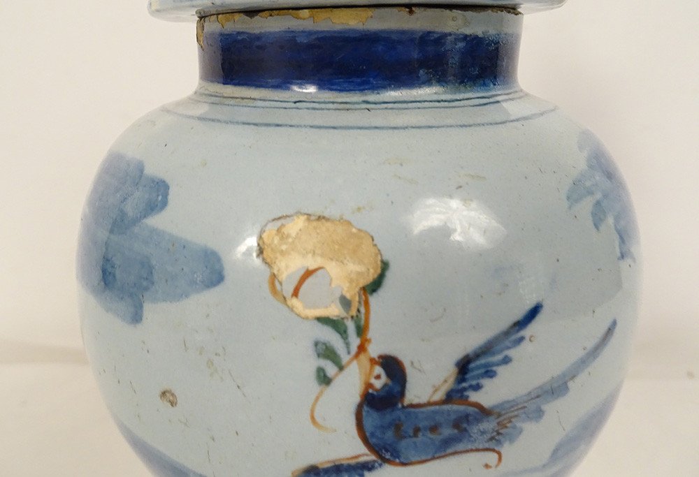 Covered Pot Delft Earthenware Portrait William Orange Princess Bird 1773-photo-3