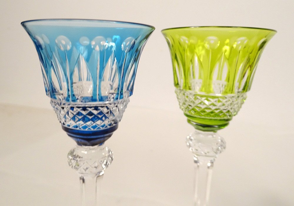 4 Saint-louis Cut Crystal Porto Liqueur Glasses Tommy Model 20th Century Color-photo-2