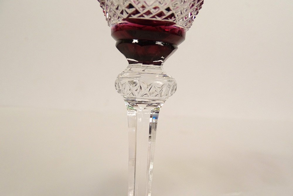 4 Saint-louis Cut Crystal Porto Liqueur Glasses Tommy Model 20th Century Color-photo-4