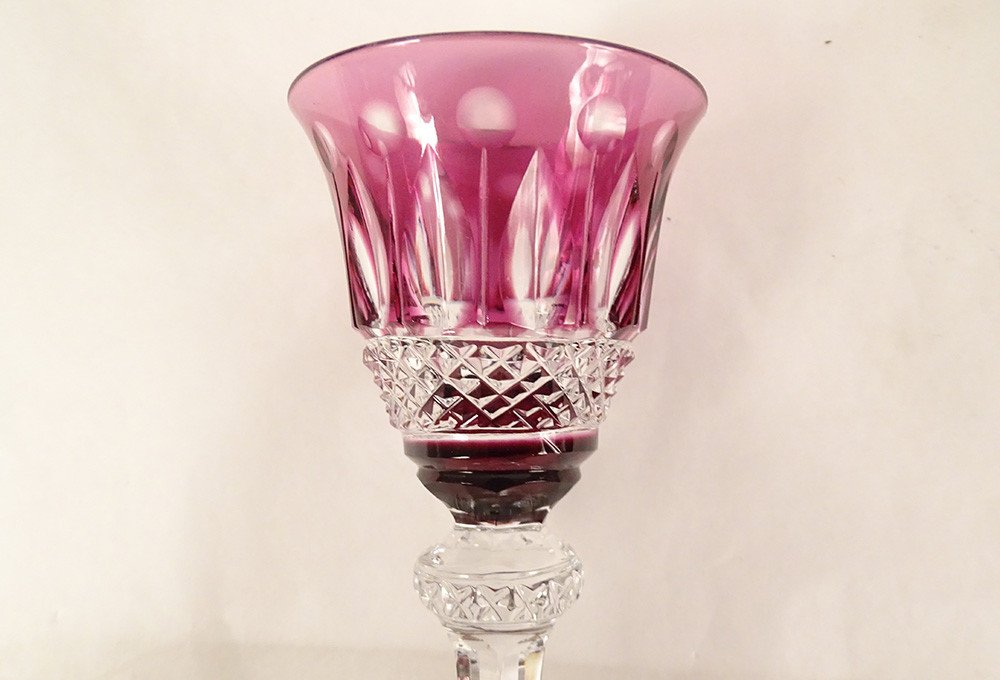 4 Saint-louis Cut Crystal Porto Liqueur Glasses Tommy Model 20th Century Color-photo-3