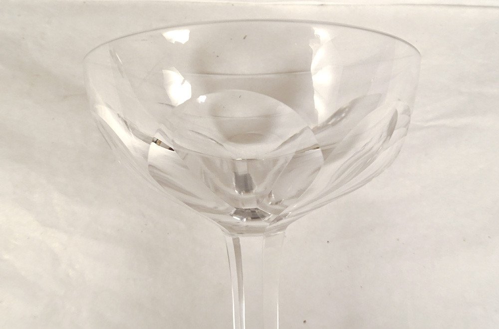 12 Saint-louis Cut Crystal Champagne Glasses Bristol Model 20th Century-photo-3