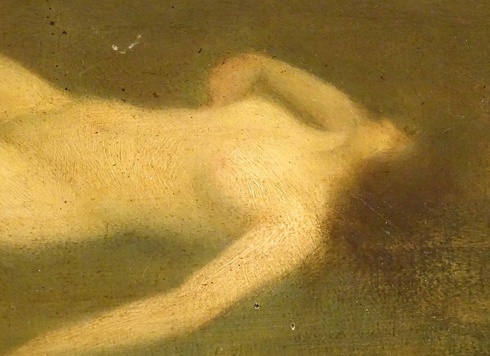 HSP Tableau Femme Nue Allongée Albert Mayer Art Nouveau Cadre Doré XIXème-photo-2