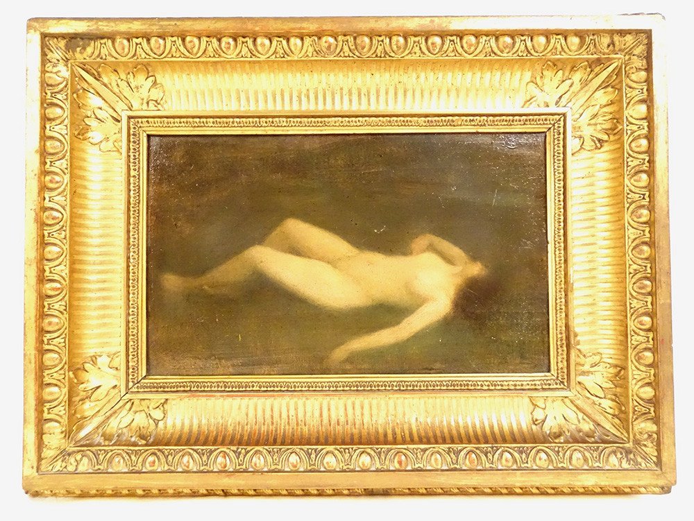 HSP Tableau Femme Nue Allongée Albert Mayer Art Nouveau Cadre Doré XIXème