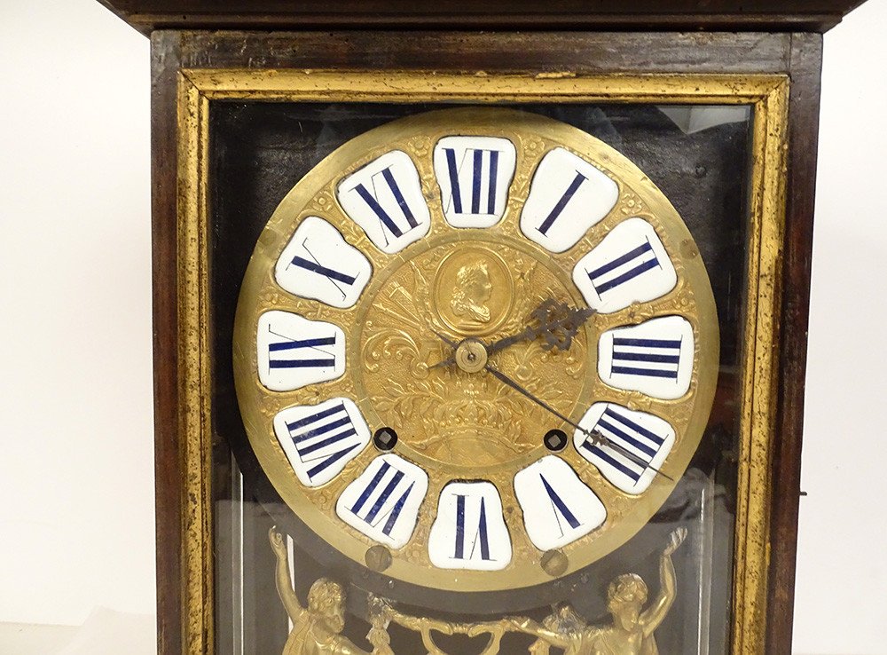 Religious Clock Cartel Wood Brass Bust Louis XIV Allegories End Of 17th Century-photo-2