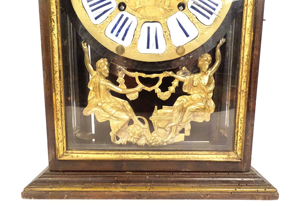 Religious Clock Cartel Wood Brass Bust Louis XIV Allegories End Of 17th Century-photo-3