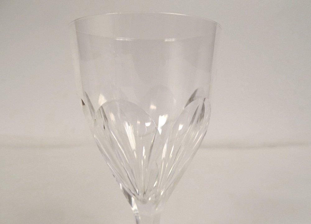 6 Saint-louis Cut Crystal Wine Glasses Bristol Model 20th Century-photo-3