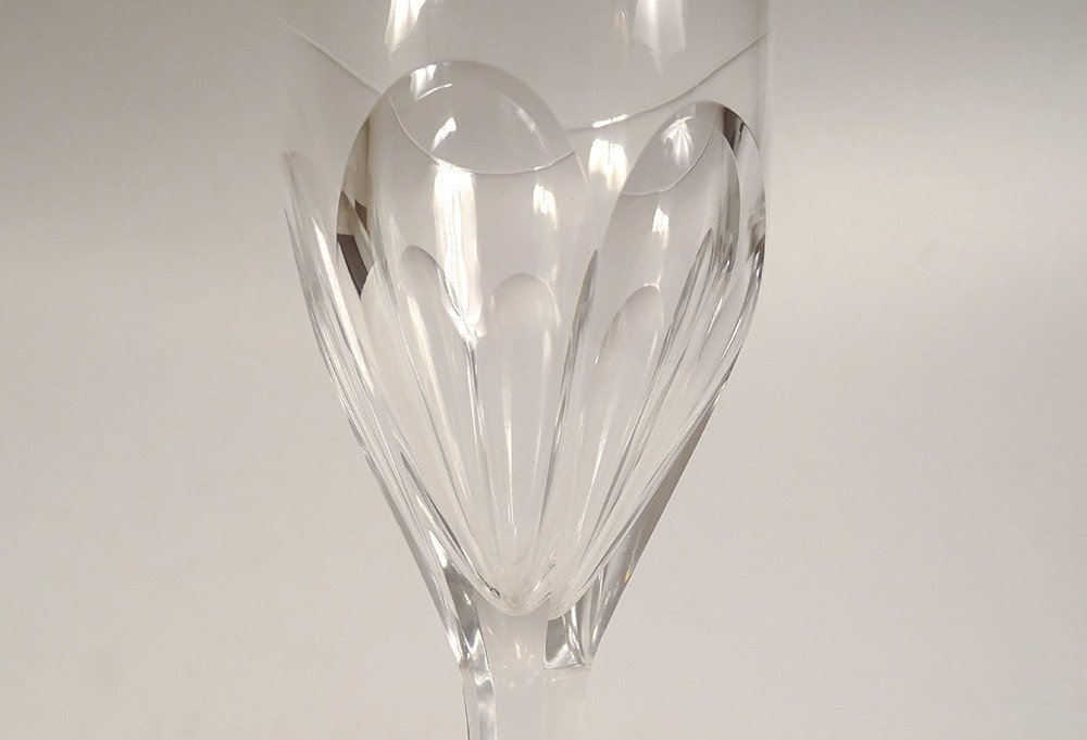 6 Saint-louis Cut Crystal Wine Glasses Bristol Model 20th Century-photo-4