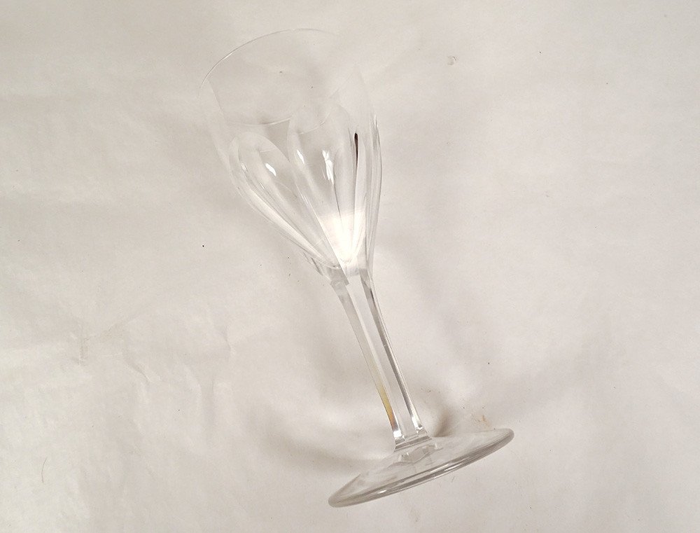 6 Saint-louis Cut Crystal Wine Glasses Bristol Model 20th Century-photo-2