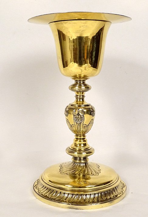 Chalice Paten Silver Vermeillé Paris Shell Wheat Grapes 862.64gr XVIIIth