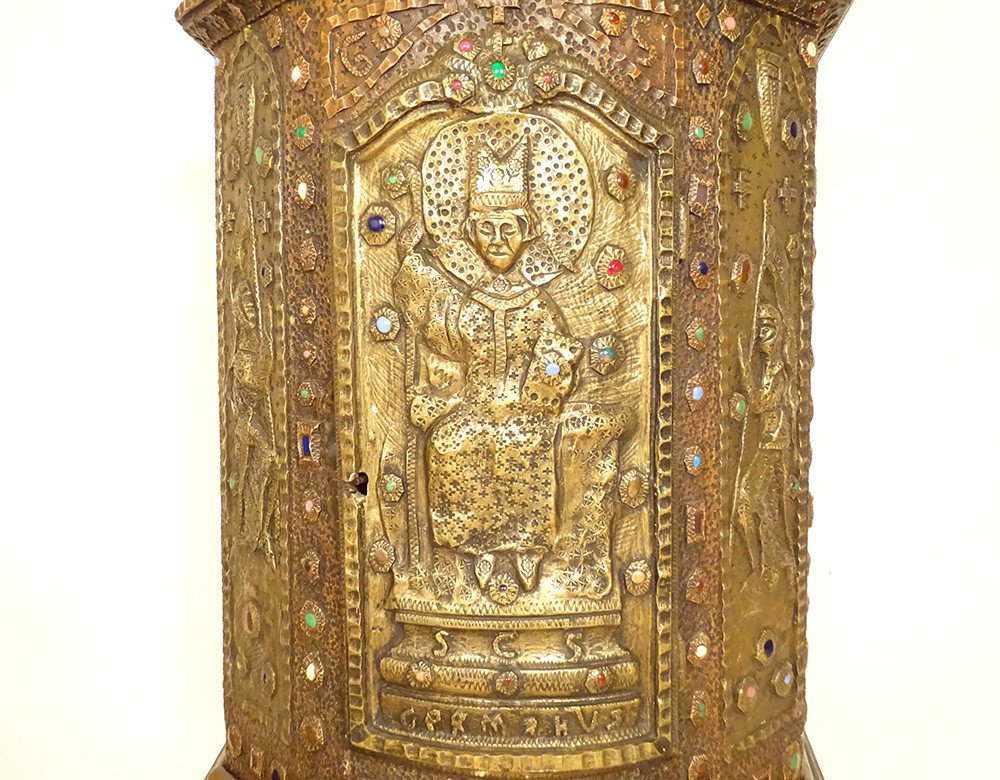 Tabernacle Cuivre Repoussé Saint Germain Orthodoxe Byzantin Croisade XIXème-photo-4