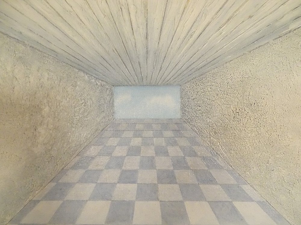 Large Hst Surrealist Painting Fred Zeller Psychic Perception Space 1971-photo-2