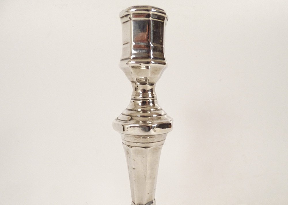 Louis XIV Candlestick Torch Silver Plated Bronze Cut Sides Early 18th Century-photo-1