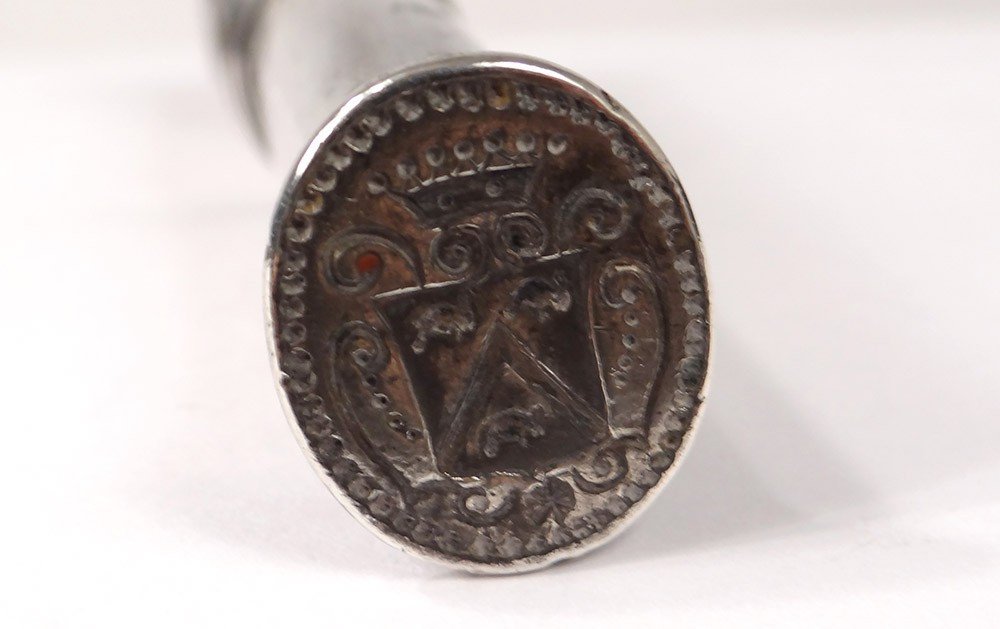 Wax Seal Case Silver Coat Of Arms Brumauld Hearts Vendée 39.7gr 18th-photo-1